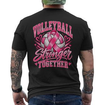 Volleyball Stronger Breast Cancer Awareness Men's T-shirt Back Print - Thegiftio UK