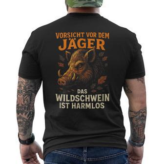 Vorsichtor Dem Jäger Das Wildschwein Ist Harm T-Shirt mit Rückendruck - Geschenkecke