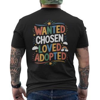 Wanted Chosen Loved Adopted Adoption Day Family Adoptive Men's T-shirt Back Print - Thegiftio UK