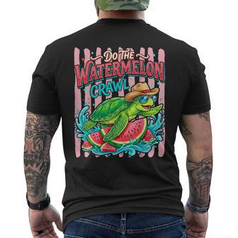 Do The Watermelon Crawl Turtle Girly Striped Summer Men's T-shirt Back Print - Monsterry