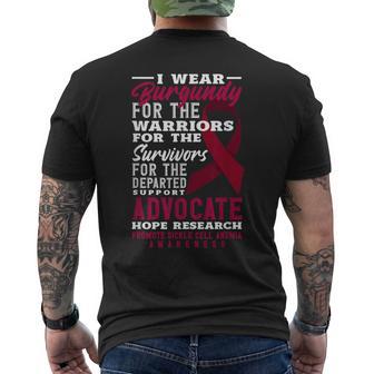 I Wear Burgundy For Sickle Cell Amenia Awareness Men's T-shirt Back Print - Thegiftio UK