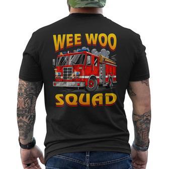 Wee Woo Squad Firefighter Truck Lover Fireman Crew Family Men's T-shirt Back Print - Thegiftio UK