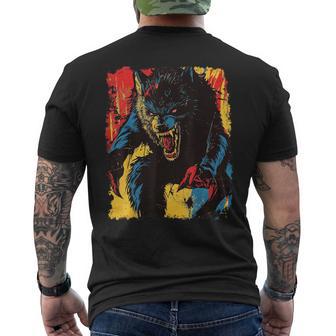 Werewolf Retro Halloween Men's T-shirt Back Print - Thegiftio UK
