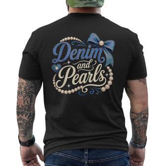 Western Denim And Pearls Coquette Bow Men's T-shirt Back Print - Thegiftio UK