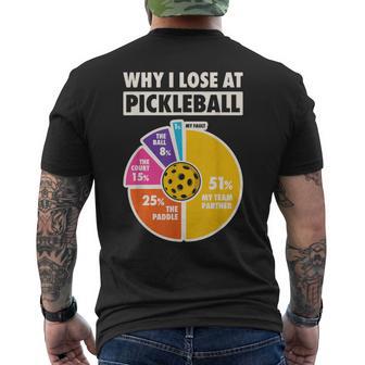 Why I Lose At Pickleball Paddleball Players Humor Men's T-shirt Back Print - Thegiftio UK