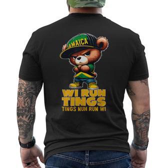 Wi Run Tings Teddy Bear Jamaica Flag Jamaican Clothing Men's T-shirt Back Print - Thegiftio UK