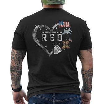 Women's On Fridays We Wear Red Camo Heart Air Force Family Support Men's T-shirt Back Print - Thegiftio UK