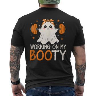 Working On My Booty Halloween Gym Ghost Sleeveless Men's T-shirt Back Print - Thegiftio UK