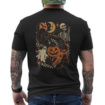Y2k Spooky Black Cat Ghost Skeleton Pumpkin Witch Halloween Men's T-shirt Back Print - Thegiftio UK