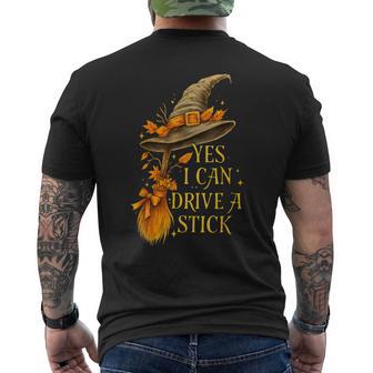 Yes I Can Drive A Stick Halloween Spooky Witch Men's T-shirt Back Print - Thegiftio UK
