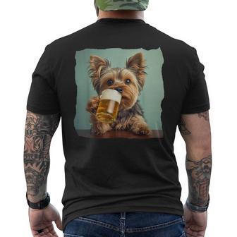 Yorkshire Terrier Cerveza Divertido Perro Bebiendo Meme Mamá Papá Camiseta Hombre Estampado Espalda - Regaloses