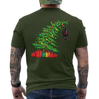 Black Cat Hanging From Christmas Tree Festive Pet Men's T-shirt Back Print - Thegiftio UK