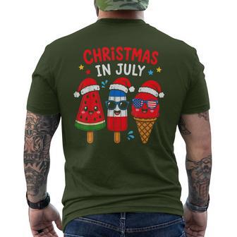 Christmas In July Ice Cream With Santa Hat Kids Men's T-shirt Back Print - Monsterry