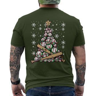 Christmas Tree Baseball Balls Bats Xmas Sports Boys Kids Men Men's T-shirt Back Print - Thegiftio UK