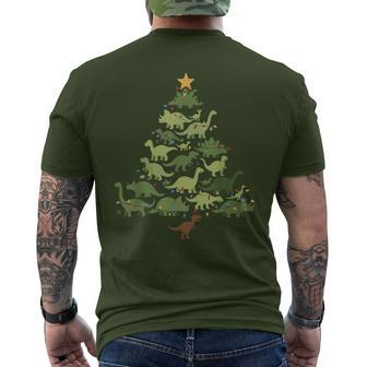 Cute Merry Christmas Tree Dinosaurs Christmas Tree Men's T-shirt Back Print - Thegiftio UK