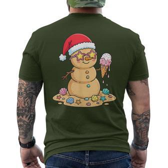 Cute Sand Snowman Santa Hat Christmas In July Men's T-shirt Back Print | Seseable UK