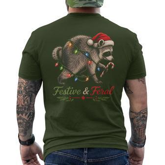 Jimothy Raccoon Festive And Feral Christmas Men's T-shirt Back Print - Thegiftio UK