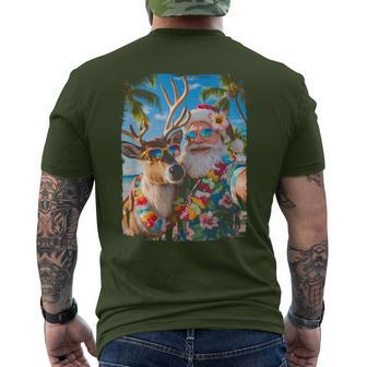 Santa And Reindeer Selfie Beach Christmas In July Men's T-shirt Back Print | Seseable UK