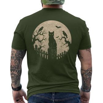 Vintage Scary Christmas Cat Costume Retro Cat Moon Black Cat Men's T-shirt Back Print | Seseable UK