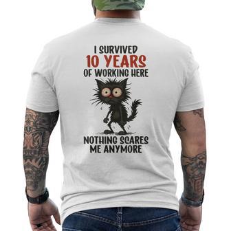 10 Años De Aniversario De Trabajoobreviví 10 Años De Trabajo Camiseta Hombre Estampado Espalda - Regaloses