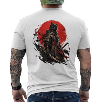 Arte De Armaduraintage De Guerrero Japonésamurái De Gato Negro Camiseta Hombre Estampado Espalda - Regaloses