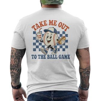 Take Me Out To The Ball Game Vintage Baseball Summer Graphic Comfort Colors Crop Top Men's T-shirt Back Print - Thegiftio UK