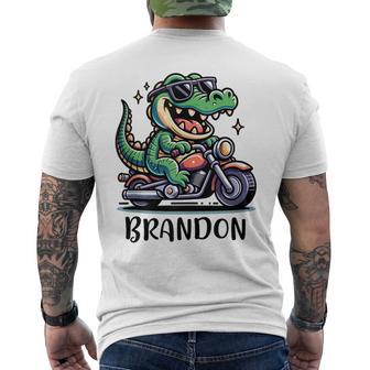 Brandon Alligator Diseño De Motocicleta Para Niños Con Nombre Brandon In Mangas Camiseta Hombre Estampado Espalda - Regaloses