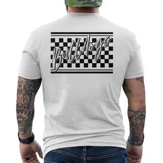 Bulldogs School Spirit Blue Bulldog Pride Checkered Print Men's T-shirt Back Print - Thegiftio UK