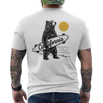 California Bear Surf Retro Beach Ocean Surfing Cali Men's T-shirt Back Print - Thegiftio UK