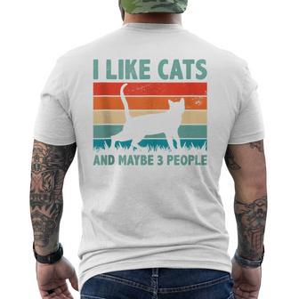 I Like Cats And Maybe 3 Personas Amante De Gatos Entrenador De Gatos Animal In Mangas Camiseta Hombre Estampado Espalda - Regaloses