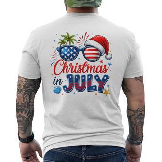 Christmas In July Summer Beach Hawaii Santa American Flag Men's T-shirt Back Print | Seseable UK