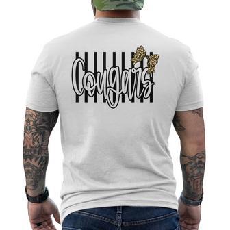 Cougars Mascot Leopard Print Bow Game Day School Spirit Men's T-shirt Back Print - Thegiftio UK