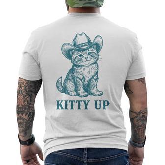 Cowboy Cat Kitty Up Vintage Western Cat Men's T-shirt Back Print - Thegiftio UK