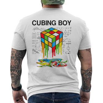 Cubing Boy Melting Cube Competitive Speedcubing Math Men's T-shirt Back Print - Thegiftio UK
