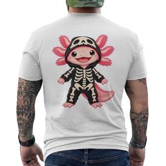 Cute Axolotl Skeleton Halloween Costume Kids Men's T-shirt Back Print - Thegiftio UK