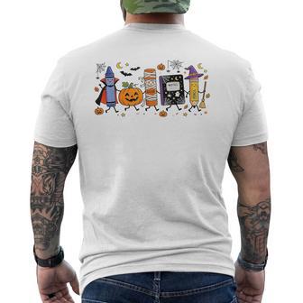 Cute Halloween School Supplies Teachers Kids Students Men's T-shirt Back Print - Thegiftio UK