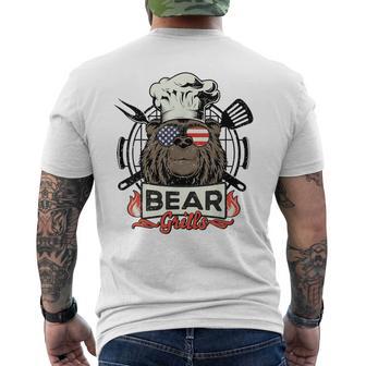Divertido Barbacoa A La Parrilla Papá Patriótico Oso Parrillas Bandera De Estados Unidosacaciones Camiseta Hombre Estampado Espalda - Regaloses