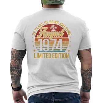 Dos Rétrointage Août 1974 52 Ans 52 Ans T-shirt imprimé au dos - Cadeauxyz