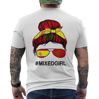 Drapeau Du Maroc Espagne Maroc Espagne Chignon Désordonné T-shirt imprimé au dos - Cadeauxyz