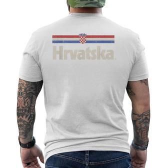 Drapeau Rétro Hrvatska Croatie Bleu Croate T-shirt imprimé au dos - Cadeauxyz