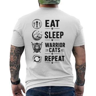 Eat Sleep Warrior Cat Repeat Fantasy Feline Men's T-shirt Back Print - Thegiftio UK