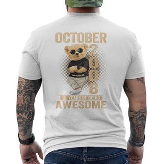 En La Parte Trasera Octubre 2008 18 Cumpleaños 18 Años Oso De Peluche Camiseta Hombre Estampado Espalda - Regaloses
