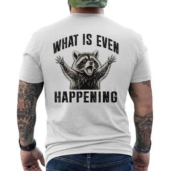 What Is Even Happening Raccoon Meme Vintage Men's T-shirt Back Print - Thegiftio UK