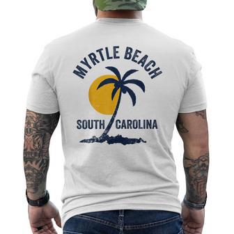 Family Vacation Retro Sunset South Carolina Myrtle Beach Men's T-shirt Back Print - Thegiftio UK