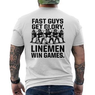 Fast Guys Get Glory Linemen Win Football Games Men's T-shirt Back Print - Thegiftio UK