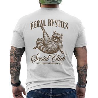 Feral Besties Social Club Raccoon Meme Friend Matching Men's T-shirt Back Print - Thegiftio UK