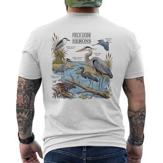 Field Guide To Herons Vintage Bird Watching Species Nature Men's T-shirt Back Print - Thegiftio UK