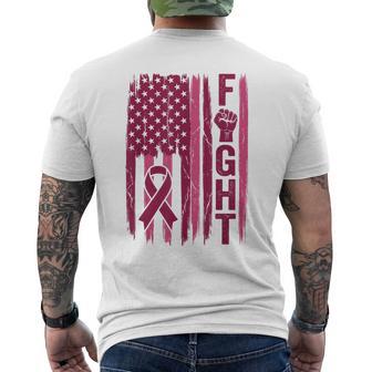 Fight Breast Cancer Pink Ribbon Usa Flag Fist Men's T-shirt Back Print - Thegiftio UK
