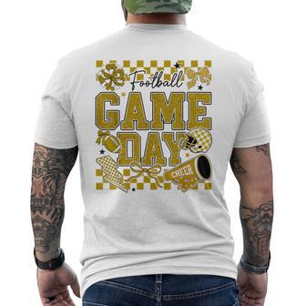 Football Game Day Touchdown Season Cheer Team Spirit Gold Men's T-shirt Back Print - Thegiftio UK