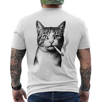 Fumar Gato Meme Edgy Grungeintage Felino Camiseta Hombre Estampado Espalda - Regaloses